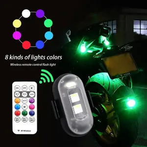 Cars Accessories Wireless Remote LED Strobe Light Car Motorcycle Bike Decor Lamp USB Rechargeable Wireless Control