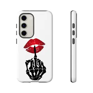 Skull Hand Lip Tattoo Phone Case, Shockproof Rugged Cover Dual Layer Soft TPU Hard Bumper Shell for Samsung S26 S25 S24 S23 S22 S21 NOTE20 Ultra A71 A56 A36 A13 A14 A15 A16 A23 A25 A26 A34 A35 A52 A53 A54 A55 Edge