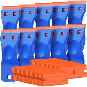 10 count Razor Scraper with 100 count Plastic , Plastic Razor  Scraper Tool, Cleaning Scraper Remover for Removal Floor Stove Scraping Labels and Decals Sticker on  Window Glass