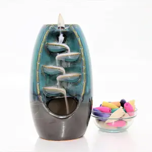 Ceremic Waterfall Backflow Incense Burner, Aromatherapy Holder for Home, Meditation & Relaxation