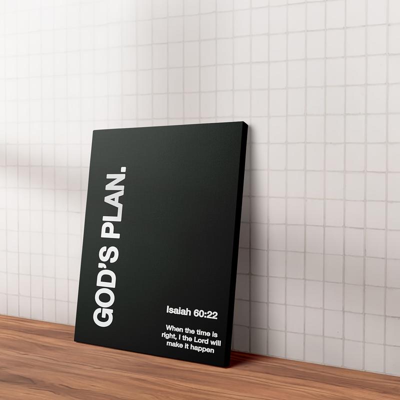 God's Plan Isaiah 60:22 Scripture Black & White Religious Wall Art Ready-to-Hang Inspirational Decor for Home Office Prayer Room Christian Gift Idea Religious Home Decor Simple Elegant Frame 2D Flat Ornaments Framed