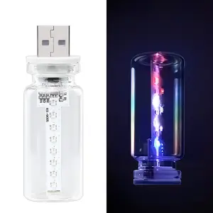 Car USB Night Light 13 in 1 Touch Dimmable LED Filament Lamp 13 Modes Portable Decorative Atmosphere Light for Car Bedroom Dashboard USB Powered Clear LED