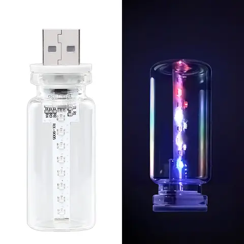 13-in-1 USB-Powered Car LED Night Light - Touch Control 40-200ma Stepless Dimming Glass Filament Lamp, 13 Modes Adjustable 7-Color Ambient Light for Car Interior, Anxiety Relief & Breathing Rhythm Decor