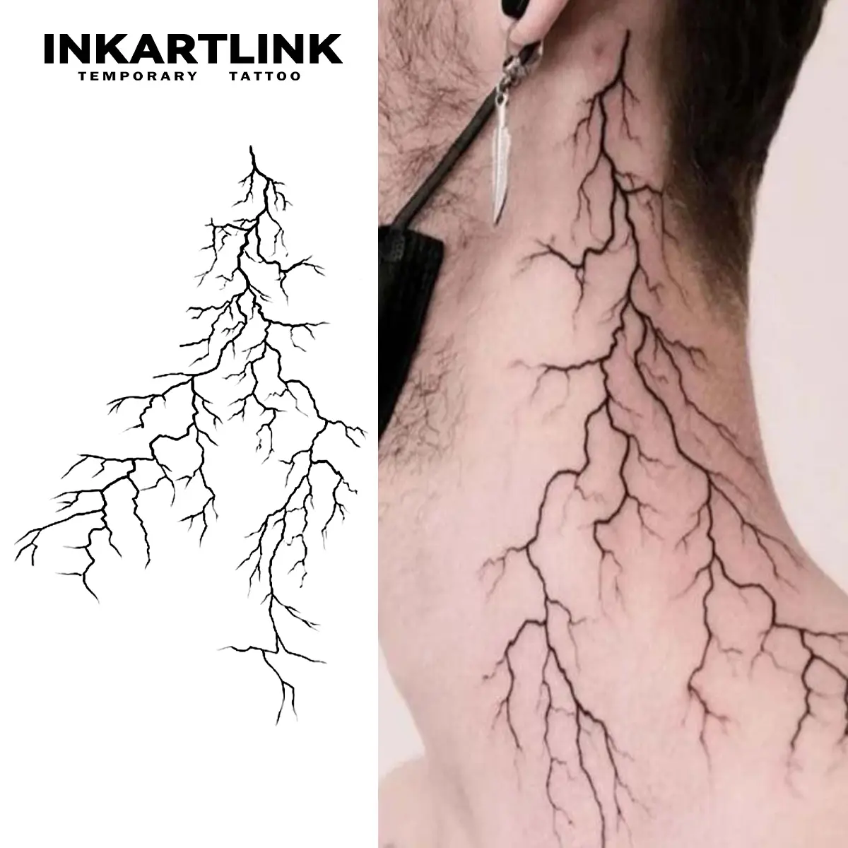 INKARTLINK Magic Art Cracks Fake Tattoo Stickers (2-Piece Set) - Waterproof, Semi-Permanent, Ephemeral, Realistic, All Skin Types, Fake Tattoo Waterproof, for Parties, Arm Temporary Tattoos, Tattoos Stickers