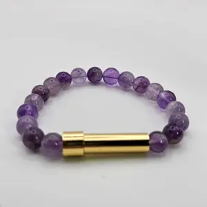Manifestation Bracelet - Amethyst - Stretch Bracelet - Secret Capsule - Write your intentions, goals or secret message and carry it with you all day long.