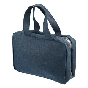 CHEIBEAR 1pc Travel Toiletry Bag, Makeup Bag Organizer, Travel Cosmetic Bag, Toiletry Organizer, Waterproof, Polyester, Navy Blue