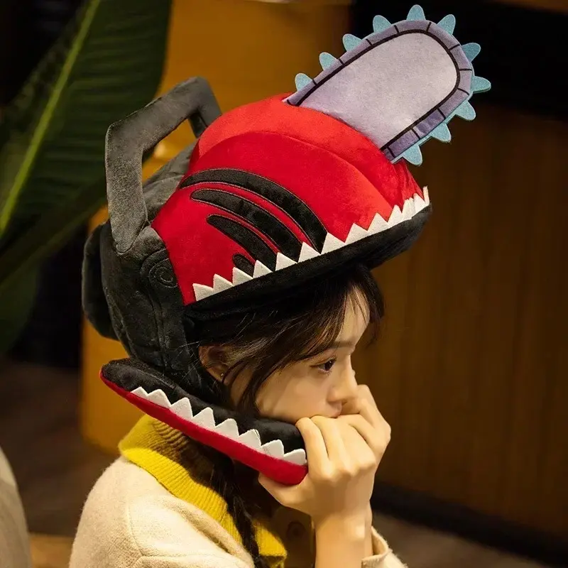 Anime Chainsaw Man Mask Headgear Denji Cosplay Accessories Pochita Caps Half Face Mask Masquerade Halloween Party Custom Prop