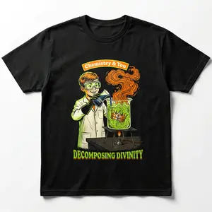 No Kings Protest Tee Decomposing Divinity Anti Monarchy Chemistry Funny Graphic Shirt