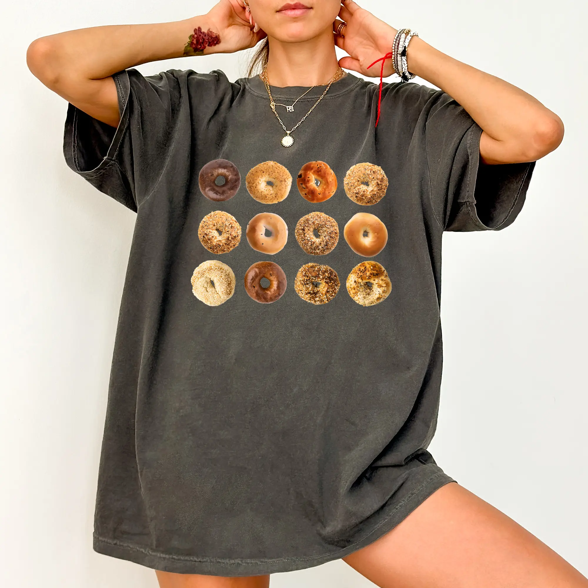 Bagel Shirt, Funny Everything Bagel Graphic T-shirt, 12 Bagels Unhinged Shirt, Cute Bagel Tee, Bagel Lover Gift, Foodie T-Shirt, Comfy Fabric Graphic Tee, Women's Tops, Streetwear, Cotton Fabric Relaxed Fit Chic Style