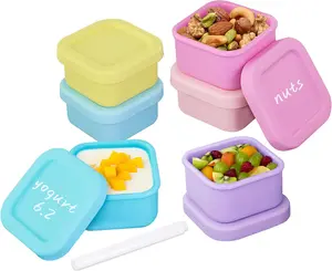 6 Pack 3.5oz Silicone Food Storage Containers with Lids Leak Proof Reusable Snack Boxes Freezer Safe Lunch Prep Mother Birthday Gift