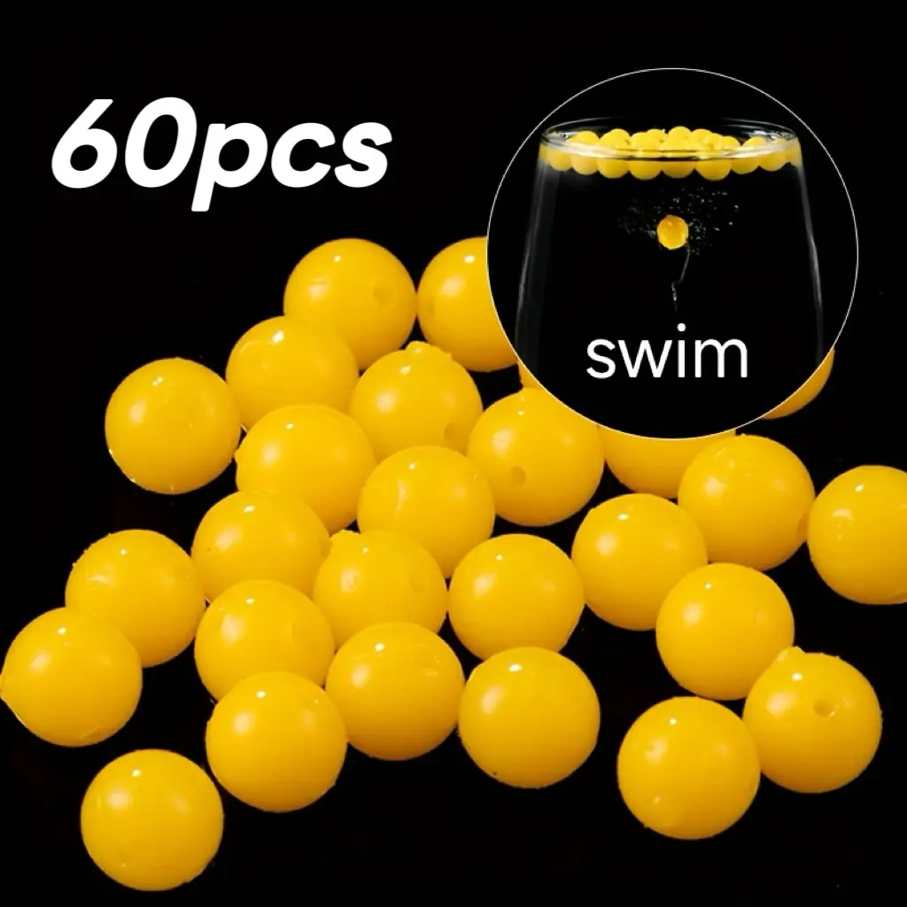 60pcs Fishing Float Baits, High Buoyancy Wild Fish Bait Pellets, Soft Ice Fishing Lures, Floating Fishing Lures for Carp, Grass Carp, Big Fish Feed, Artificial Fishing Lure, Fishing Tackle