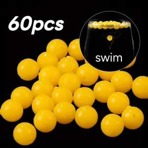60pcs Fishing Float Baits, High Buoyancy Wild Fish Bait Pellets, Soft Ice Fishing Lures for Carp, Grass Carp, Big Fish Feed