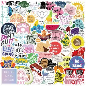 50pcs Cartoon Inspirational English Stickers, Sticker Decals, suitable for scrapbooks, diaries, laptops, water bottles, cars, and other faith-based designs; a gift with a positive message.