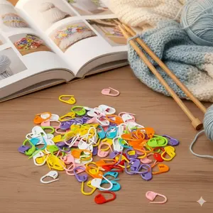 Reusable Anti-Slip Knitting Stitch Markers, Multicolor Plastic Locking Markers for Crochet DIY, Slip-Proof Row Counters & Color Coding Clips, Secure Positioning Tools for Hand Knitting and Craft Projects.