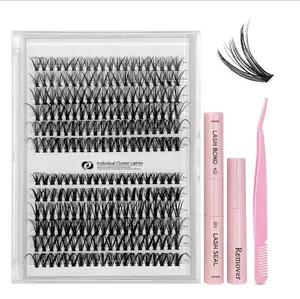 30D 40D Individual Cluster Lashes Mix 9-17mm Length, 240 Pieces,Ultra-Thin Invisible Band Natural Curl Volume DIY Eyelash Extension,Reusable Lash Kit