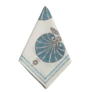 Blue Shell Cabana Printed Cotton Napkins