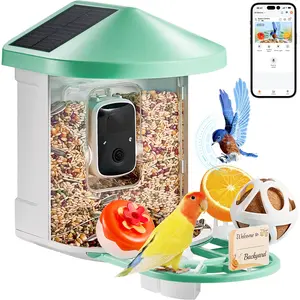 VEVOR Smart Bird Feeder with Camera, 2K HD AI Identify 10000+ Bird Species, Solar-Powered Bird Watching Camera with Auto Capture Instant Notify, Wireless Outdoor Gift for Bird Lover (2 Solar Panels)