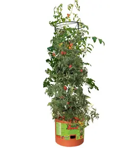 Hydrofarm GCTB Tomato Barrel Pot Garden Planting System and 4 Foot Trellis Tower