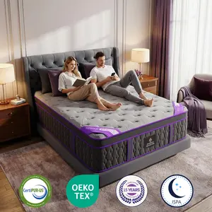 【Amethyst Series】Fansace 14 inch King size purple mattress fiberglass,bed sore spring mattress,California King size hybrid  in a box,Weightless Cooling mattress with Extra Edge Support,Hybrid Gel Memory Foam  Set Lumbar Medium-Firm colcho para cama