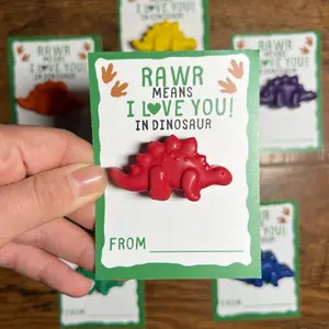Rawr Means I Love You in Dinosaur Valentine’s Day Crayon Card