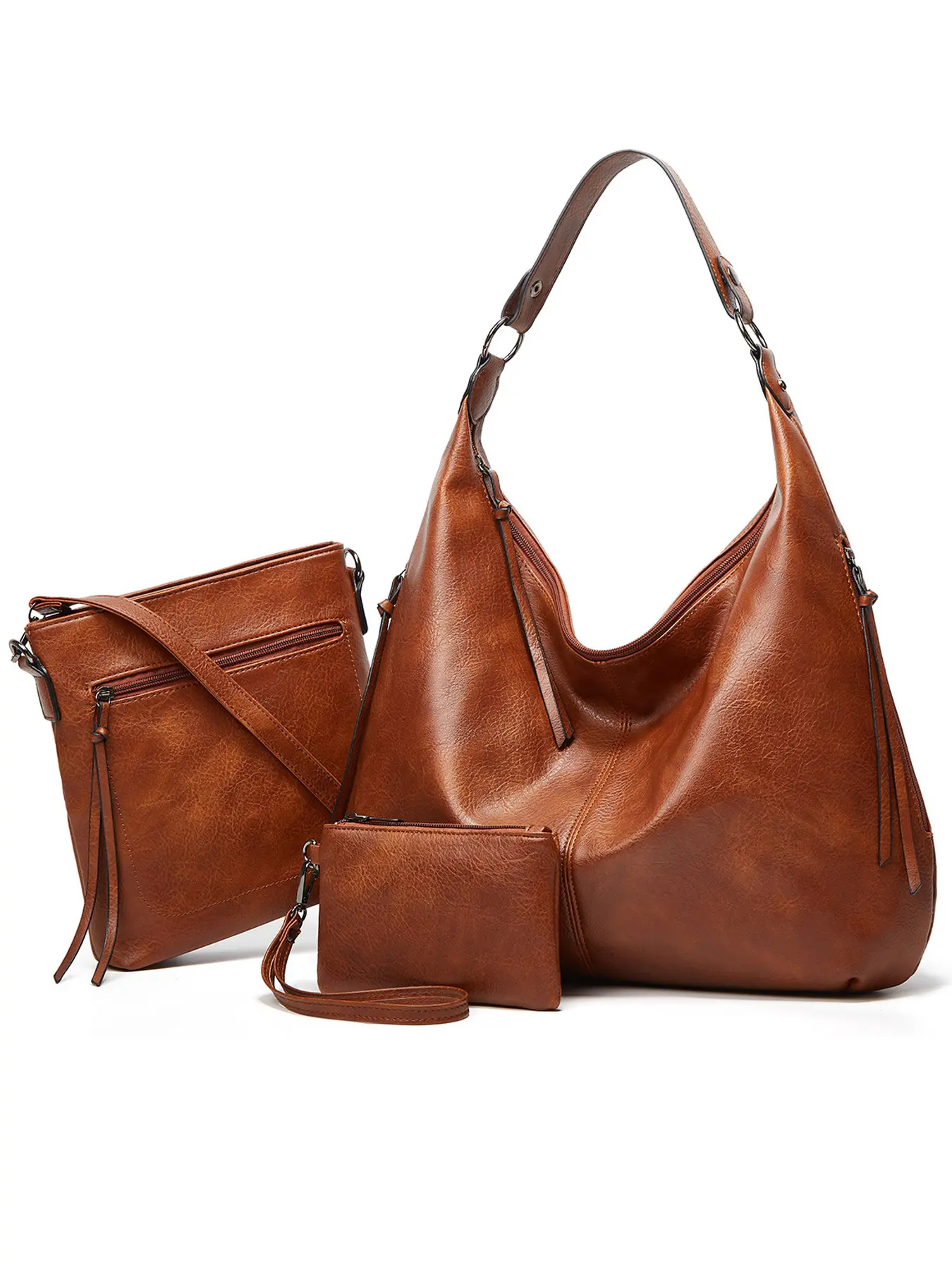 3 Pcs Bag Set Handbags and Purse for Women, Lady Duffle Bag Leather Handbag Shoulder Bag Tote Messenger for Women Girls Christmas Birthday Gifts