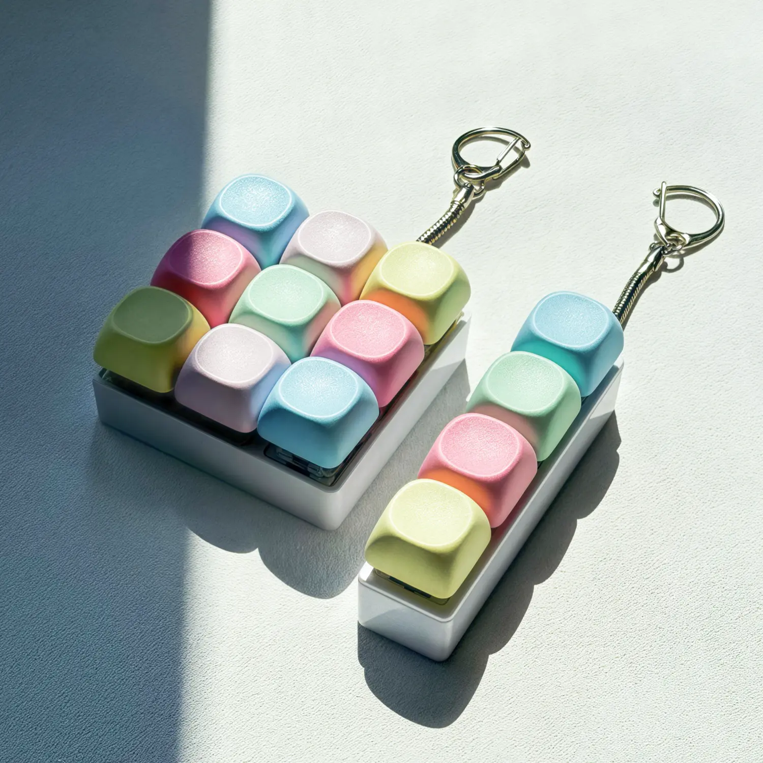 Vintage Keyboard Fidget Toy Keychain For Adults, 4 & 9 Key Soft Silicone & ABS Sensory Tool With Crisp Keystroke Response For Desk Decor
