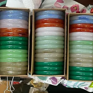 Inspired jade style Glass  bangle bracelet 60mm (1 Whole sale Box ) 15 bangles per box