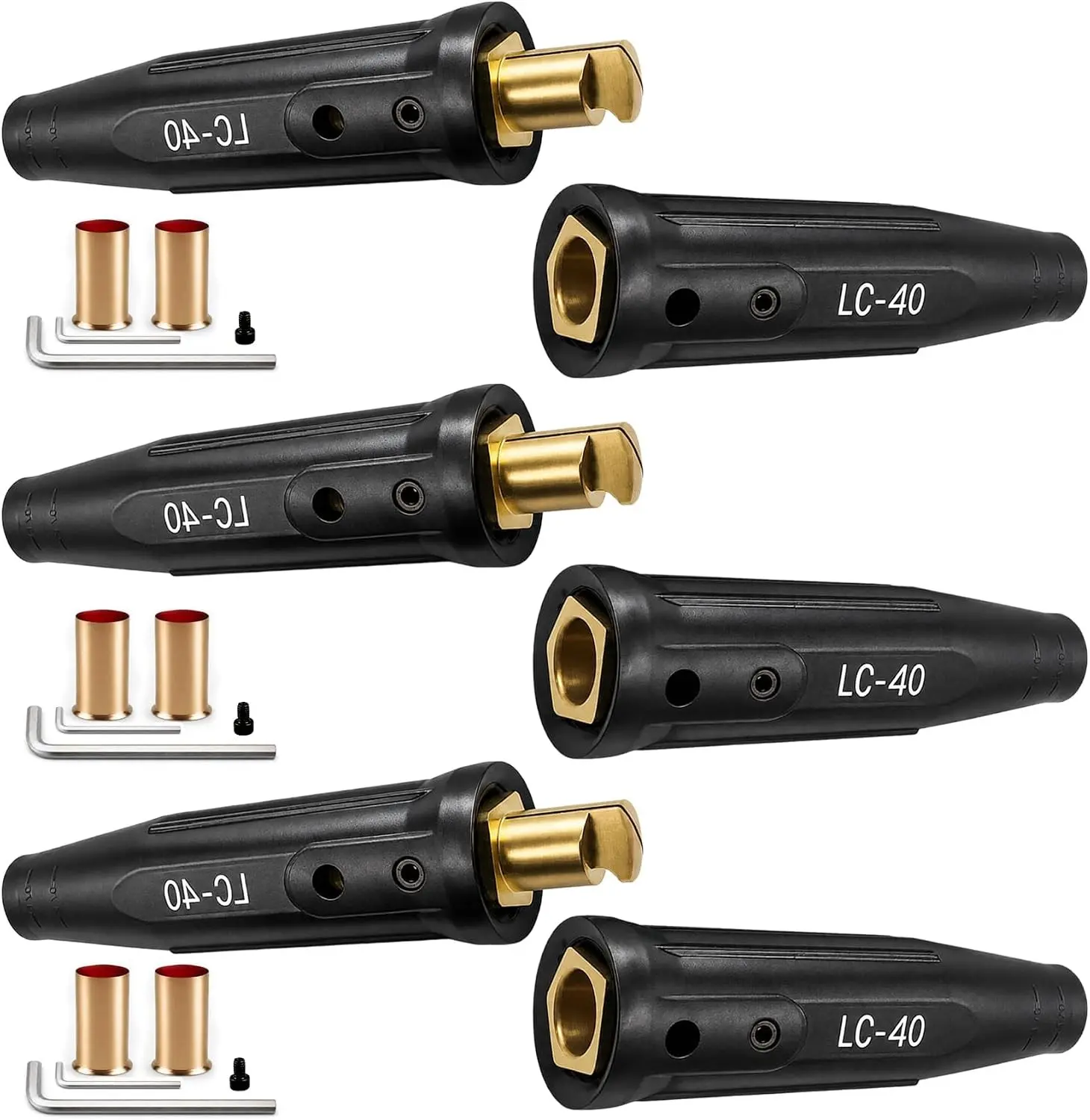 3 Pack LC-40 Welding Leads Quick Connector, Welding Cable Connectors | Male & female Welder Connectors for Welding Machine Accessories, 1/0 and 2/0 Welding Cable Size Capacity, 350 Amps Max Rating