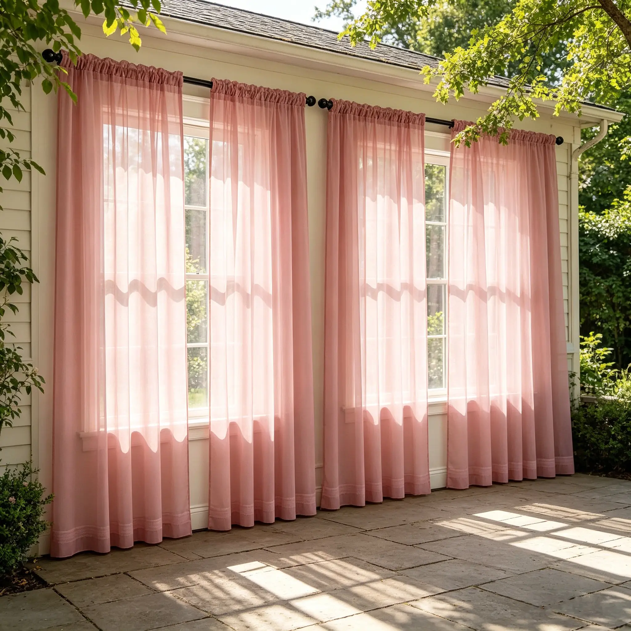 4 Pcs Elegant Decorative Sheer Curtains, fine light filtering without blocking sight, smooth drape and fashionable look, suitable for most home decoration styles and indoor daily use.