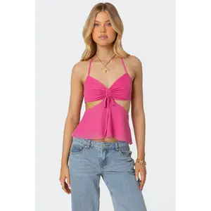 Duo Cutout Mesh Halter Top