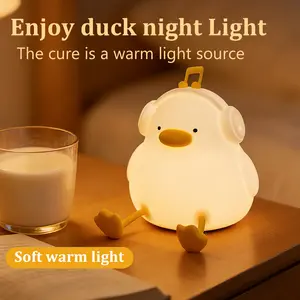 1 piece High Quality Silicone Musical Duck Night Light, Clap Rechargeable, Brightness Adjustable, Three Levels of Soft LED Light, Suitable for Decorative Lighting in Children's Room and Bedroom