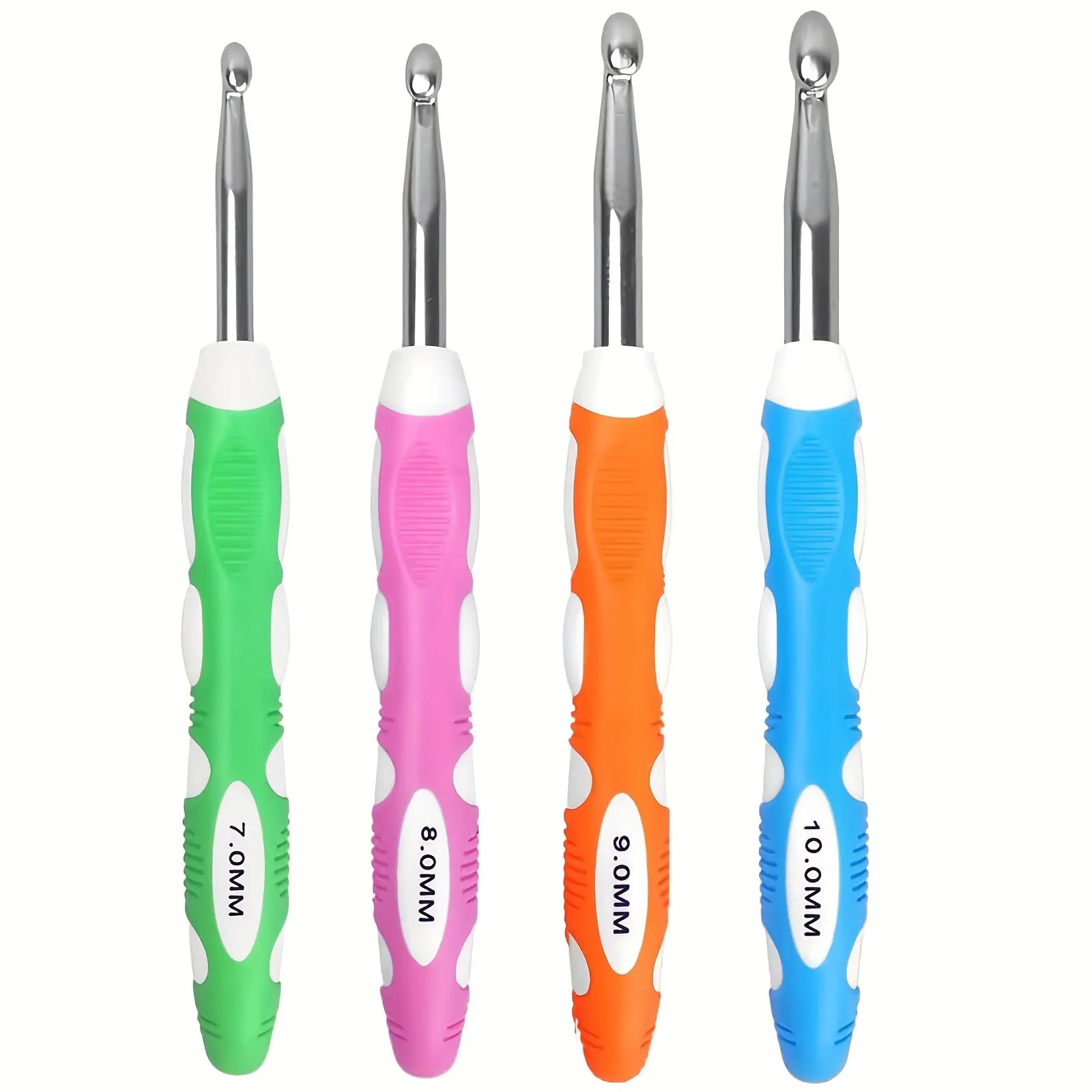 4Pcs Large Crochet Hooks Set 7mm 8mm 9mm 10mm Ergonomic Rubber Handle Perfect for Beginners and Crochet Lovers