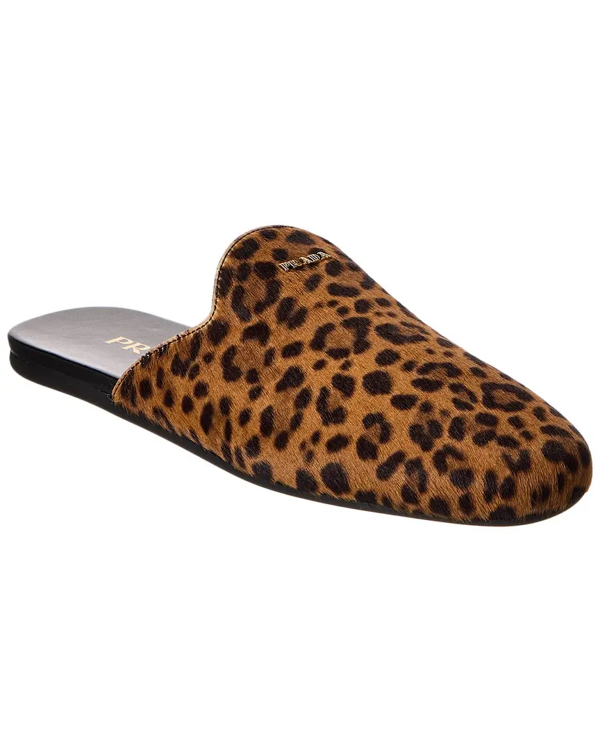 Prada Logo Haircalf Mule