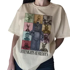 Five Nights at Freddy’s T-Shirt, Horror Game Character Graphic Tee, Vintage FNAF Shirt, Spooky Gamer Tee