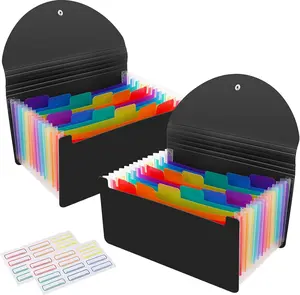 2 Pack 13 Pockets A6 Mini  Organizer Wallet, Expandable Accordion File Organizer for Storage Receipt Cards  Tickets - Black