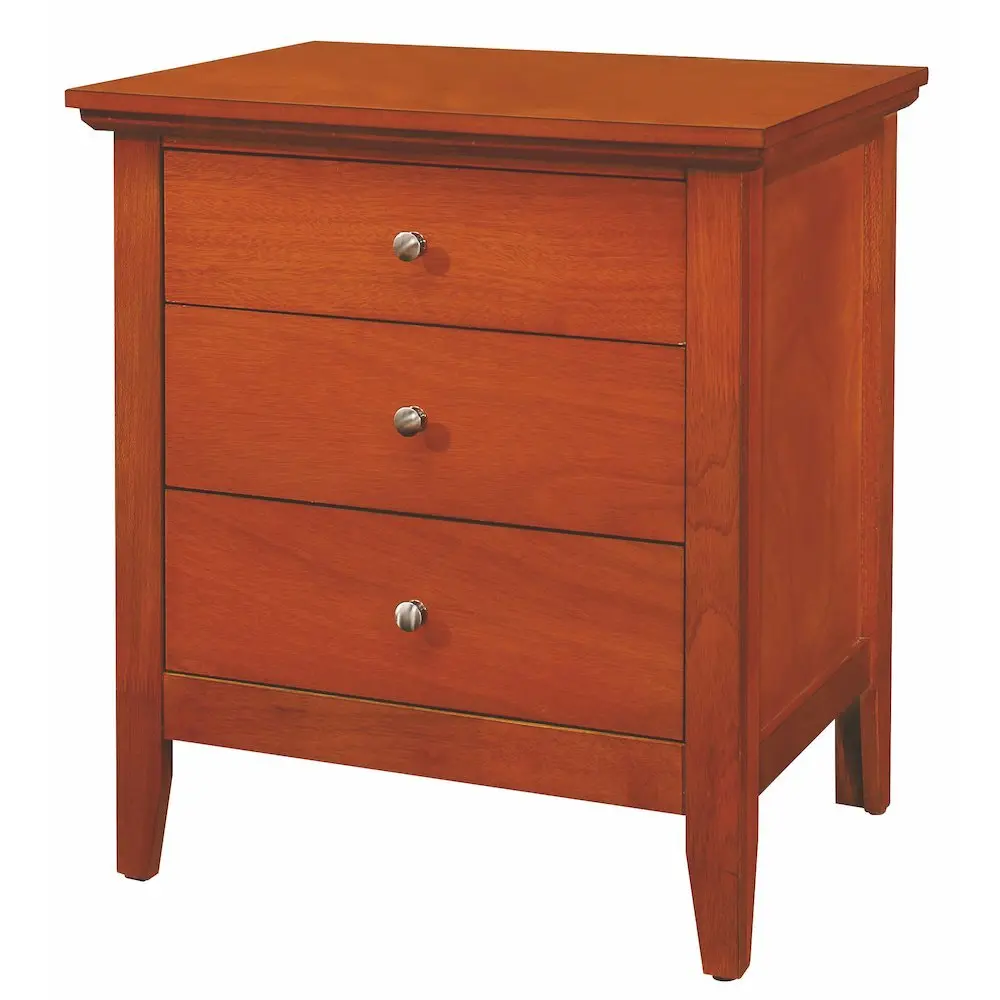 Oak Wood Traditional 3-Drawer Nightstand, Indoor Furniture Wooden Bedside Table with Oak Finish