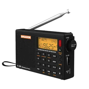 XHDATA R108 Portable Radio AM/FM/SW/LW/Airband Shortwave Receiver Battery Operated Radio with Good Reception, Great Sound Speaker Stereo Alarm Clock External Antenna (Black)