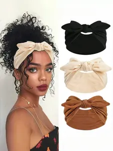 Women’s Boho Bowknot Rabbit Ear Knotted Headband Set, Extra Wide Paisley Elastic Hair Bands for Yoga, Sports, Outdoor & Daily Wear