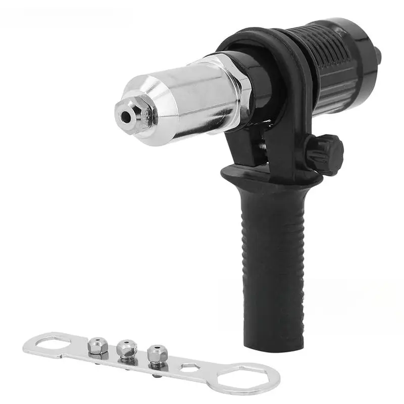 Rivet Gun Adapter Kit with Handle Grip Riveter Drill Attachment Riveting Hand Tool Insert Nut for Cordless Electric Power Drill