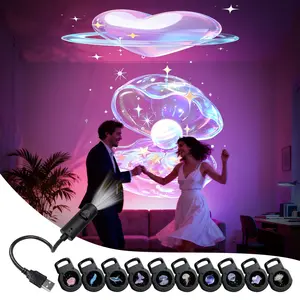 3/6/10pcs Patterns LED Projection Light, USB LED Projector, LED Projection Night Light, Atmosphere Night Light with 360° Rotatable, LED Projector- Rose, Whale, Butterfly, Cloud, Heart Patterns, USB-Powered, Suitable for Room, Bedside, Ceiling Decor