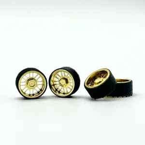 First Ever - 11mm Gold All Metal Electroplated 1:64 Scale Wheels with Bearings Spinners for High-Performance