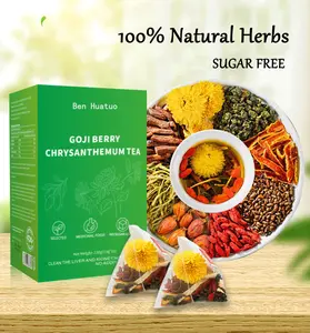 Goji Berry Chrysanthemum Tea -A natural blend of eight herbal ingredients  ，15packs，Dandelion, wolfberry, honeysuckle, chrysanthemum, and cassia seeds;plant herbs