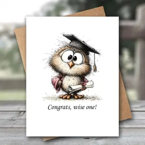 Funny Graduation Card | Class Of 2026 | Cute Owl Congrats Grad Greeting Card