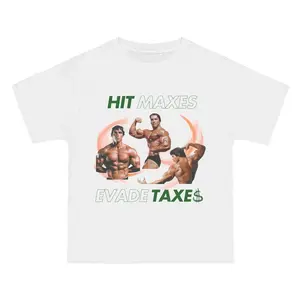 Hit Maxes Evade Taxes T-Shirt, Arnold T-Shirt, Funny Gym Shirt, Fitness Apparel for Bodybuilders, Gift for Gym Lovers