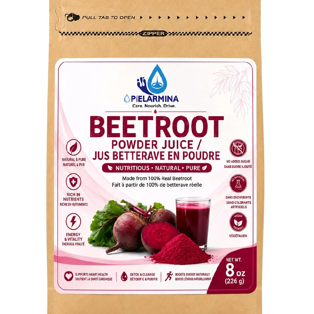 Pure, Cholesterol-Free Natural Beetroot Powder Drink - Versatile for Beet Juice, Smoothies (24-Month Shelf Life; French: Jus de Betterave en Poudre, Spanish: Jugo de Remolacha en Polvo)