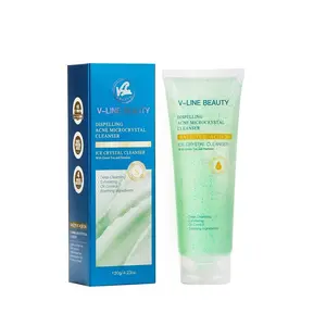 V-Line Beauty Microcrystal Gentle Cleansing Facial Gel Scrub with 2% BHA Glycerin Green Tea & Bamboo for Oily Skin Acne Control Daily Exfoliant Cleanser with Soothing Salicylic Acid