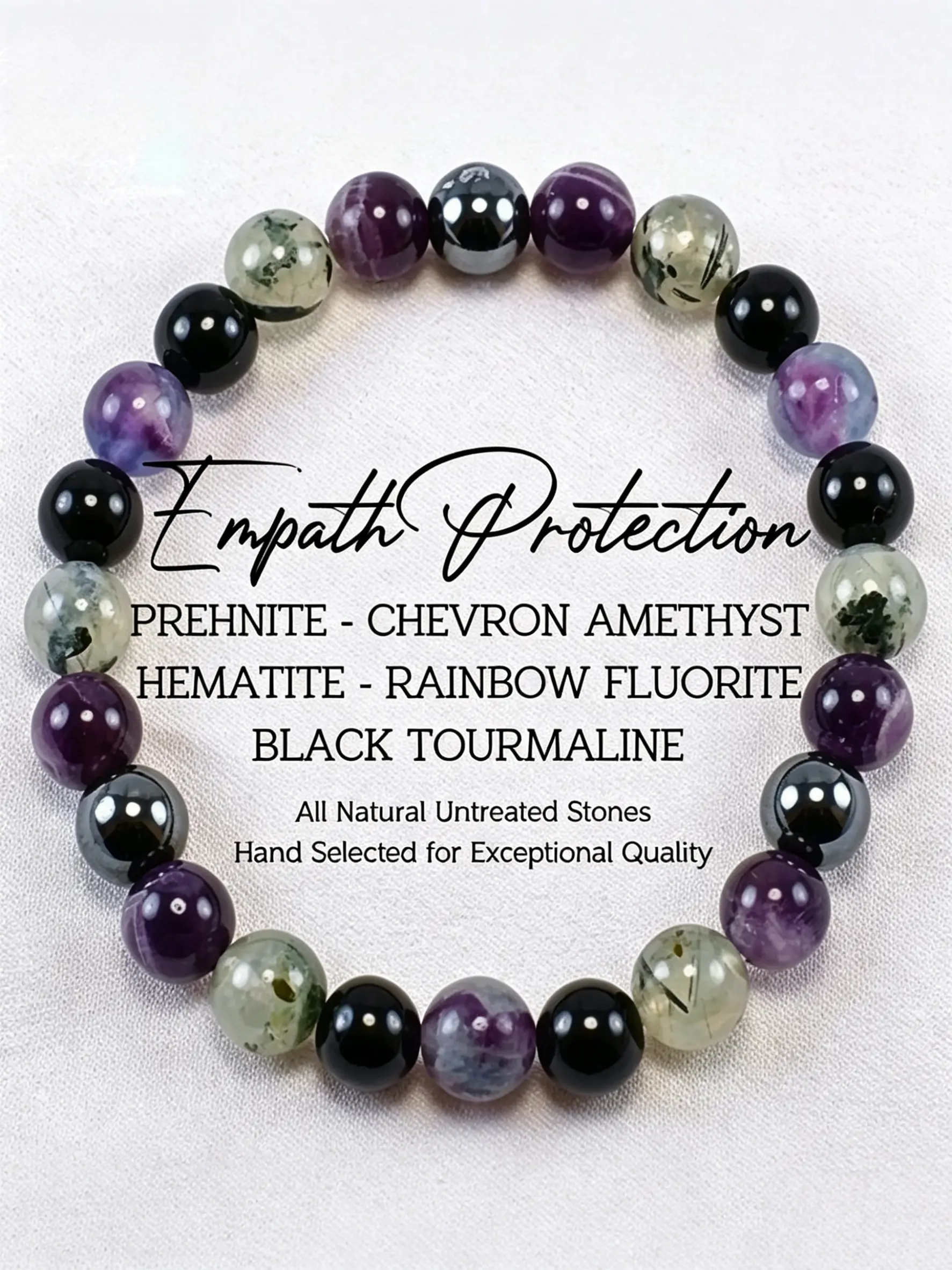 7 Layer Aura Armor Bracelet, Prehnite Amethyst Chalcedony, Emf Protection, Chakra Alignment, Unisex Fashion Accessory, Crystal Jewelry, Energy Healing Bracelet
