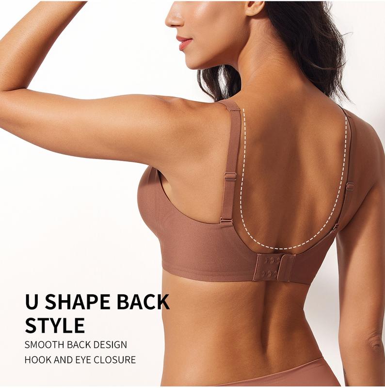 FS 1/2/3/4PCS Jelly Wireless Push-Up Bralette – Seamless Deep V, T-Shirt Style, Ultra-Soft, Wire-Free, Adjustable Straps, Breathable Comfort, Everyday, Home, Travel, Gym, Sleep, Layering