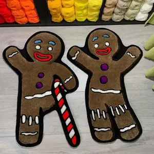 Christmas Gingerbread Man Rug, Soft Plush Carpet for Living Room Bedroom Hallway Bathroom, Fashionable Home Decor Mat, Minimalist Style