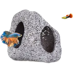 Aquarium Decorations Cave Fish Tank Accessories, Rock Decor for Shrimp Cichlid, Hiding Breeding Small Fish Bowl, Betta Toys Hideout Stones House